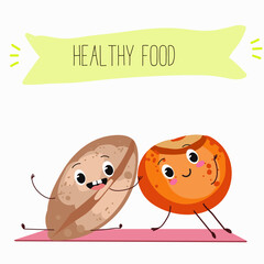 Lentil, vector hand drawn illustration with cute vegan protein characters isolated on white.