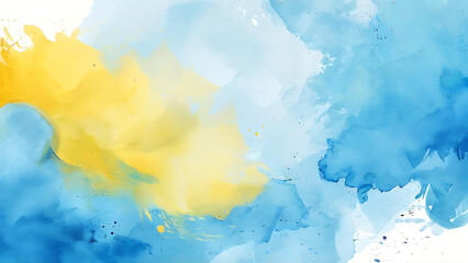 Blue and yellow watercolor vector texture background for poster, cover, banner, flyer, cards. Hand drawn summer illustration for design. Summer minimalistic background. Paper texture.