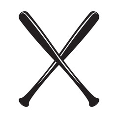Baseball clipart, sports equipment silhouette, Cross baseball bat Illustration