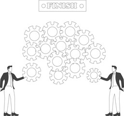 Finishing, Concepts, Partnership Teamwork, Connection, Cooperation, Business, People, Businessman