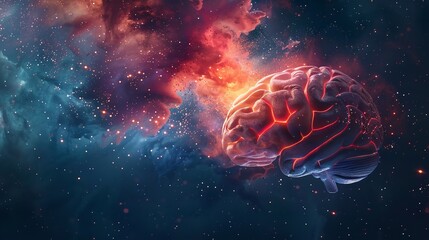 An image of a human brain exploding with knowledge. Generative Ai