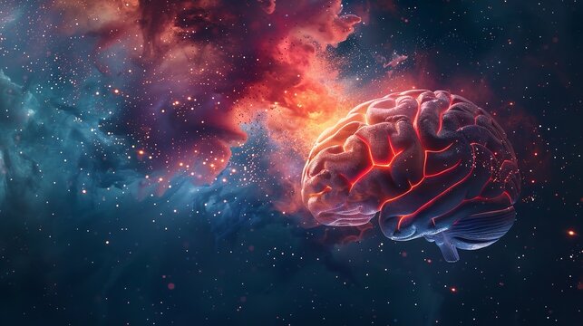 An image of a human brain exploding with knowledge. Generative Ai