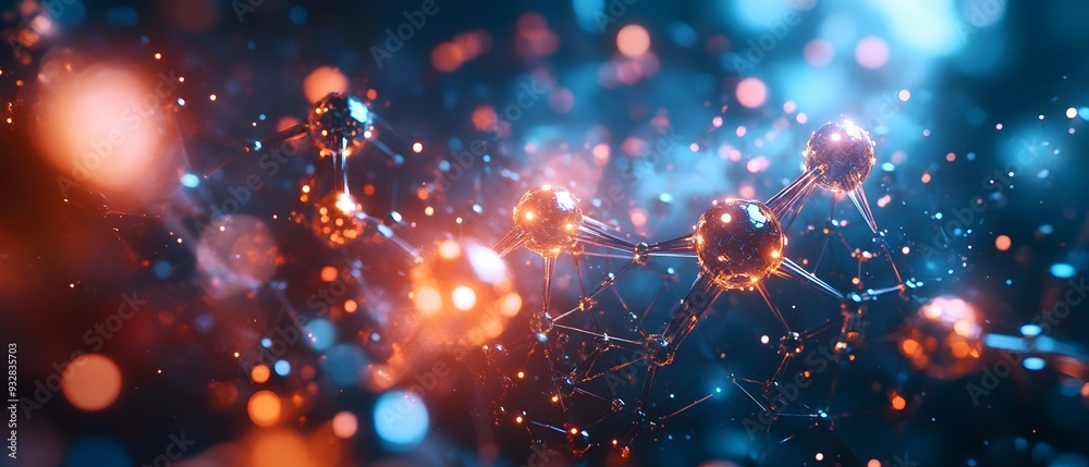 Poster visualizing the engineering and control of molecular devices and machines in the field of nanotechno