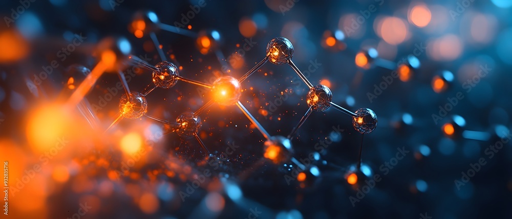 Poster visualizing the intricate processes of engineering molecular machines in nanotechnology this concept