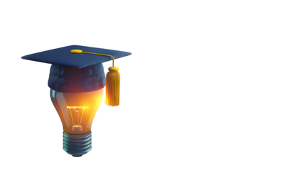 Academic graduation cap on a light bulb. 3d rendering