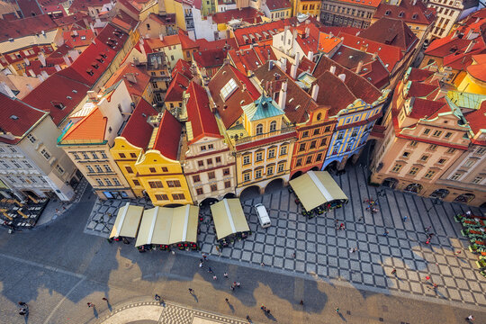 Europe, Czech Republic, Prague. Overview of colorful architecture in old town.