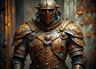 Rusty metallic textures blend seamlessly with worn plating, evoking a distressed look and neutral tones that evoke the scars of war, with each imperfection telling a story.