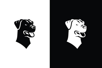 Dog head Icon silhouette. Black white vector dog icon illustration.