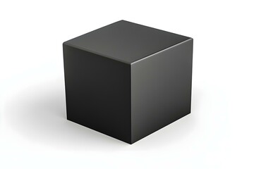Fototapeta premium Black Realistic Square Box Mockup, Dark Cardboard Packaging Cube box, 3d Rendering isolated on white background ready for your design