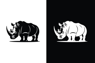 Rhino graphic icon. African Rhino Animal icon Silhouette vector illustration.