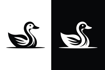 Duck icon vector. Duck Icon silhouette on Black and White Vector