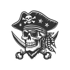 Vintage monochrome skull isolated on transparent background