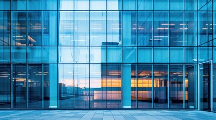 Obraz premium Urban Symmetry. Modern architectural reflections in a city environment concept