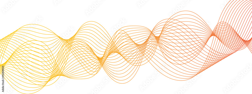 Poster Abstract colorful modern stream wave line transparent background. Curved wavy lines tech futuristic motion wave lines. Wave of many glittering lines isolated on white background.