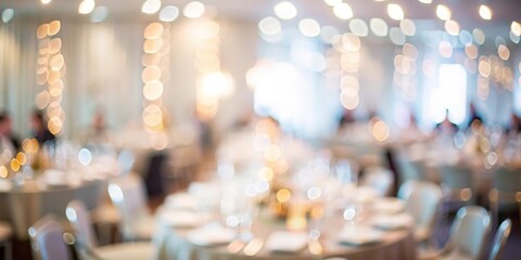 Blurred background of an awards dinner during a formal gala event.
