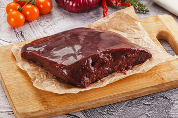 Raw beef liver for cooking