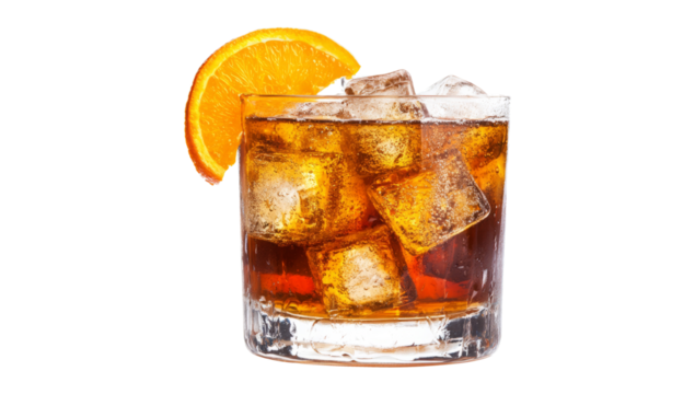 Old fashioned cocktail drink isolated on white background