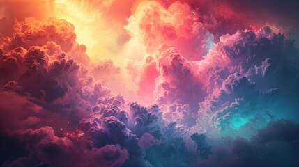Generate a fantastical digital dreamscape with abstract elements including nebulous clouds, celestial bodies, and soft glows, evoking a surreal and imaginative atmosphere