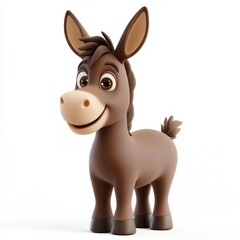 3D render of a simple cartoon chocolate donkey icon on a white background,