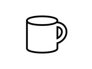 フラットなコーヒーカップアイコンF：黒線