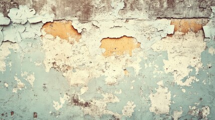 Faded old cement wall with layers of peeling paint, grunge texture and retro vibe -