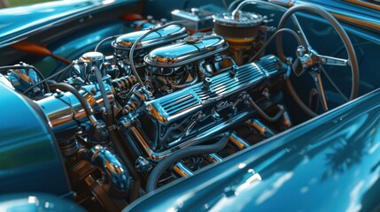 Close-up of a Classic Car Engine
