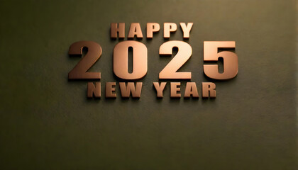 Fototapeta premium Happy New Year 2025 Celebratory 3D Text Design on a Dark Background, Featuring Festive and Vibrant Typography for the Upcoming Year