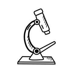 Scientific study, detailed examination in education, microscope doodle icon