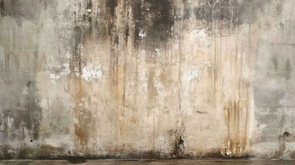 Obraz premium Old cement wall with a large water stain, weathered and damp surface, industrial decay