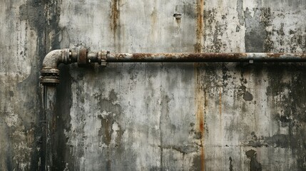 Old cement wall with a single electrical conduit, industrial and aged, rough texture -