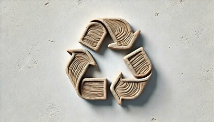 Recycling symbol made of textured clay