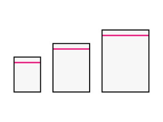 ジッパー付きビニール食料保存袋大中小セット（フリーザーバッグ）：長方形黒主線ピンク
