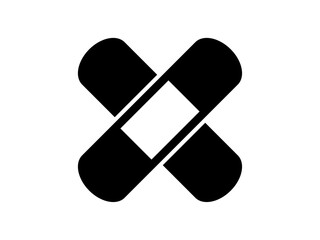 ミニマルな絆創膏ばってんアイコンA：黒