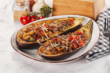 Baked eggplant with minced meat