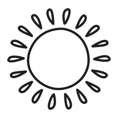 sun doodle icon with transparent background