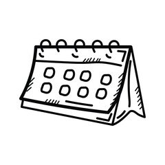 Time management, scheduling, planning, organization, calendar doodle icon