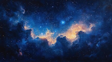 Fototapeta premium A stunning cosmic scene of a galaxy with vibrant colors, stars, and nebulas forming a breathtaking outer space landscape. Ideal for space-themed uses.