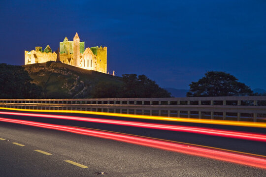 Ireland, Cashel. Rock of Cashel castle at night.