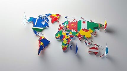 Obraz premium World Map with Flags of Different Countries