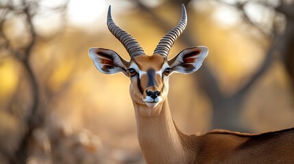 Common Impala horned male full frame ground level in Kruger National park South Africa  Specie Aepyceros melampus family of Bovidae : Generative AI