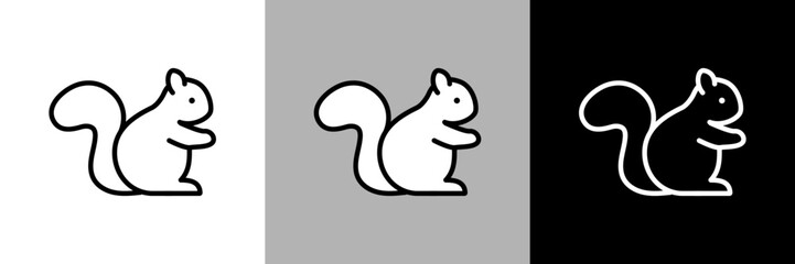 シンプルな線画のりすのベクターアイコン