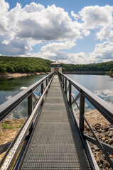 The Urfttalsperre also known as the Urft dam or Urft reservoir at Eifel National Park in North Rhine-Westphalia, Germany