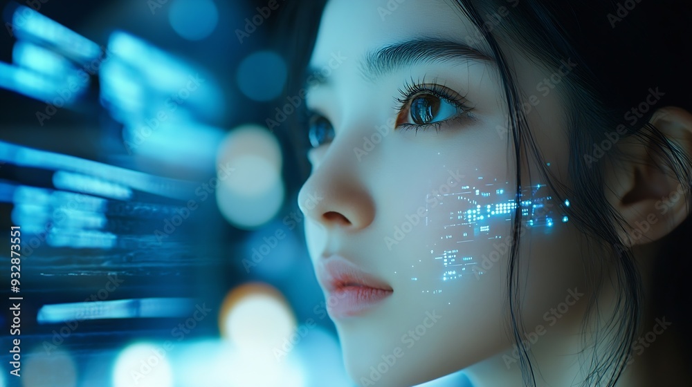 Aufkleber AI Artificial Intelligence Education technology concept Women use Laplets Learn online webinars successfully Use AI to Generate Business Development New ideas for success technology of : Generative AI