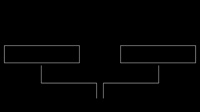 HUD two frames elements animation 4k. White on a black background