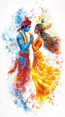 Fototapeta premium Abstract Divine Love: AI-Generated Artistic Representation of Mythological Couple. Minimalist Composition with Elegant Gradient Texture for Marketing, Web Design, and 4K Wallpapers. Versatile Graphic 