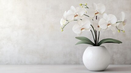 White orchid in a modern vase, sleek and sophisticated, minimalist home decor