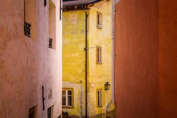 Europe, Italy, Bressanone. Colorful houses.