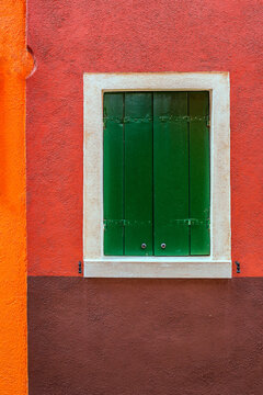 Europe, Italy, Burano. Colorful house and window.