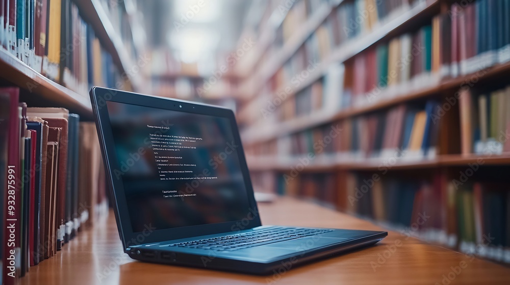 Poster Elearning on computer Elearning and online education for student and university concept Laptop with inscription on screen elearning technology to carry out digital training course for  : Generative AI