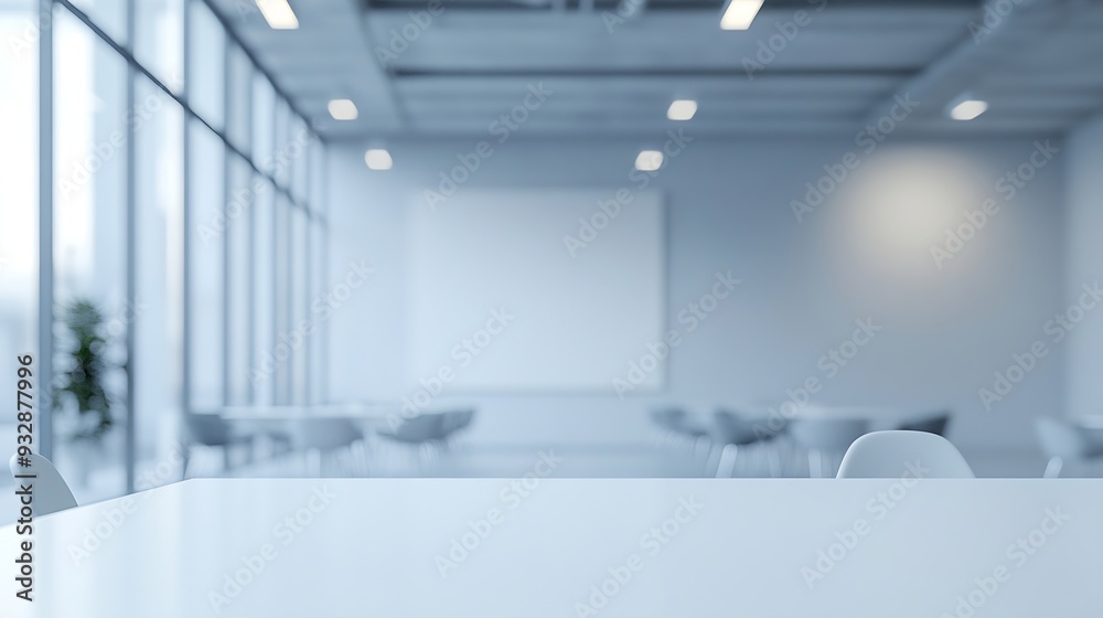 Aufkleber abstract blurred image of modern open space office with white interior concept full furniture for ba
